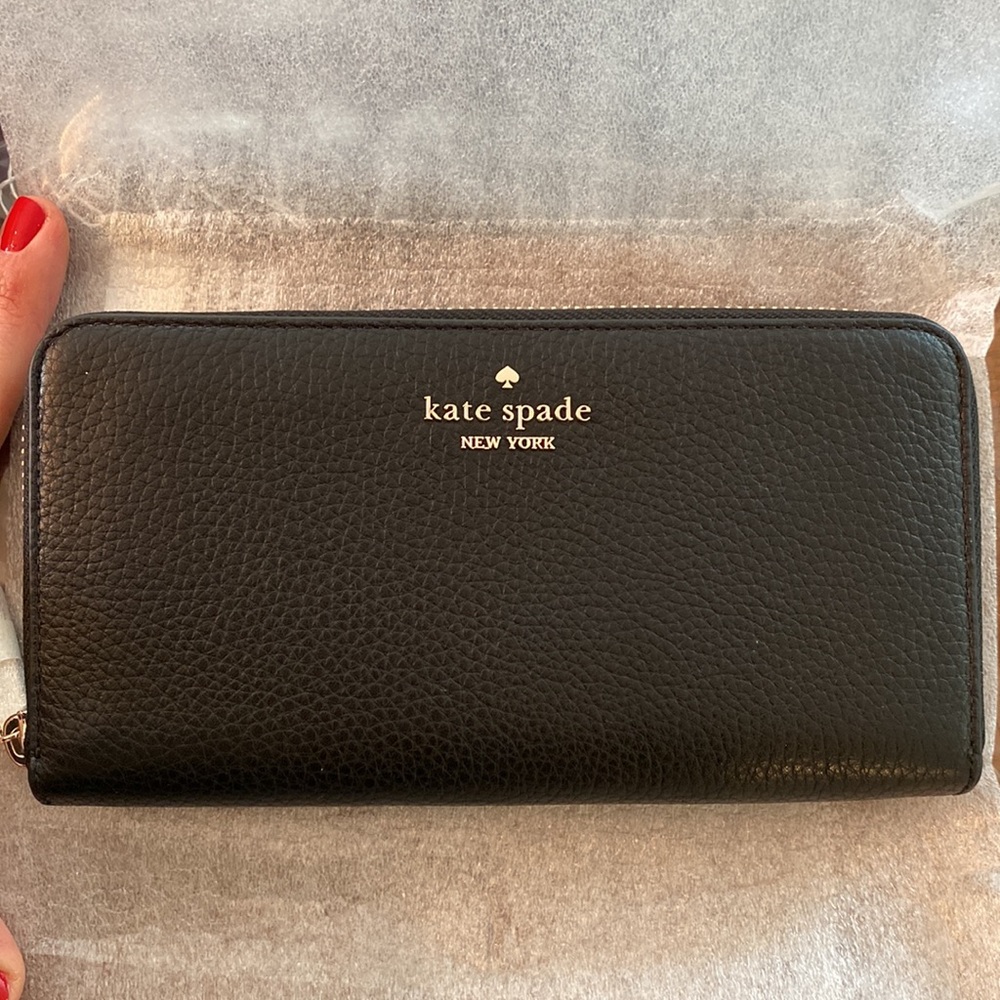 NWT Kate Spade Leila large continental black wallet